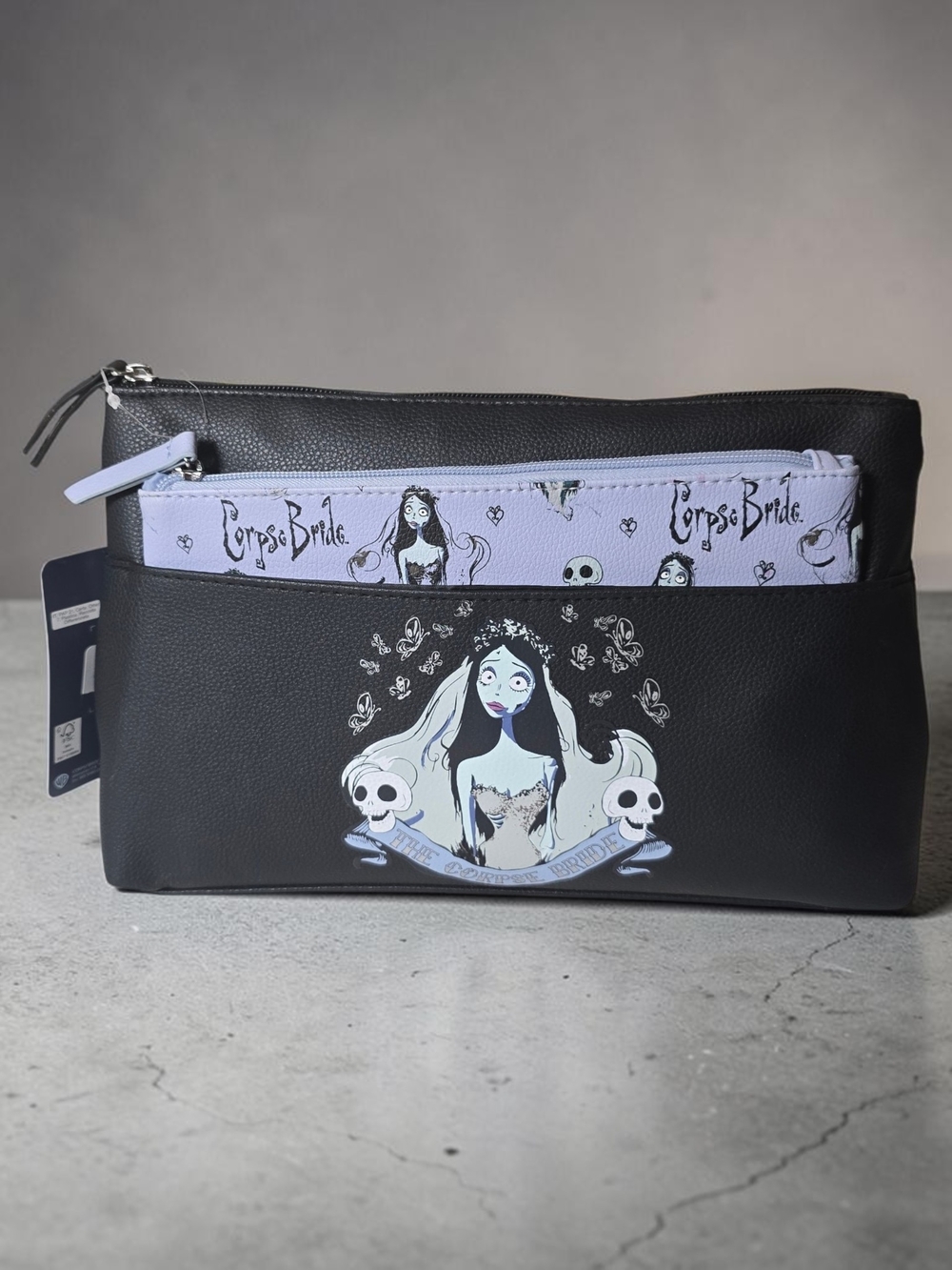 Primark Tim Burton’s Corpse Bride 2-Piece Cosmetic Makeup Bag Set NWT